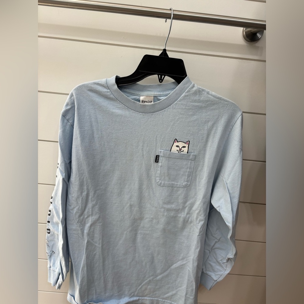 Ripndip Sky Blue Shirt with Cat Detail